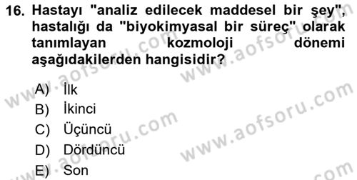 Aile Sağlığı Dersi 2025 - 2026 Yılı (Vize) Ara Sınav Soruları 16. Soru