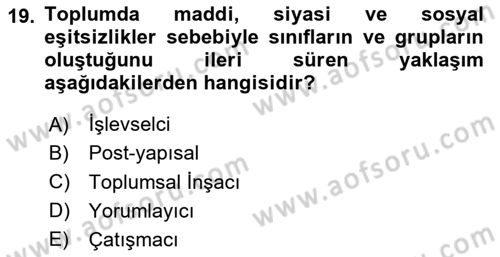 Aile Sağlığı Dersi 2025 - 2026 Yılı (Vize) Ara Sınav Soruları 19. Soru
