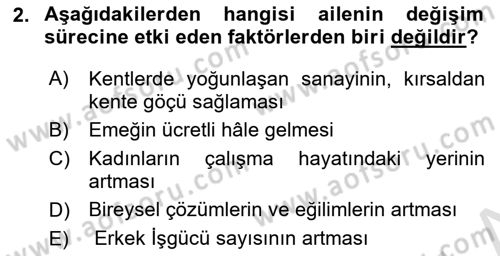 Aile Sağlığı Dersi 2025 - 2026 Yılı (Vize) Ara Sınav Soruları 2. Soru
