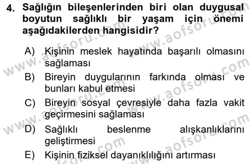 Aile Sağlığı Dersi 2025 - 2026 Yılı (Vize) Ara Sınav Soruları 4. Soru