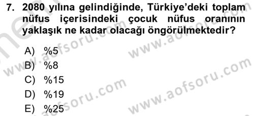 Aile Sağlığı Dersi 2025 - 2026 Yılı (Vize) Ara Sınav Soruları 7. Soru