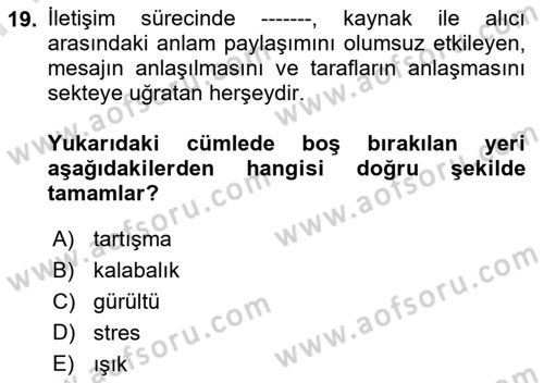 Aile Sağlığı Dersi 2025 - 2026 Yılı (Final) Dönem Sonu Sınav Soruları 19. Soru
