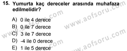 Yiyecek Üretim Temelleri Dersi 2014 - 2015 Yılı (Vize) Ara Sınavı 15. Soru