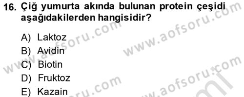 Yiyecek Üretim Temelleri Dersi 2014 - 2015 Yılı Tek Ders Sınavı 16. Soru