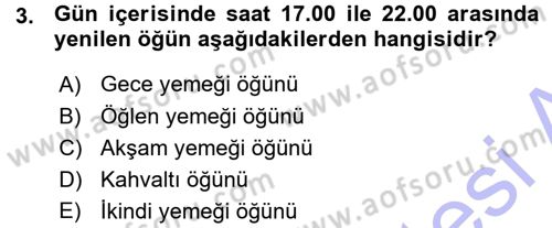 Yiyecek Üretim Temelleri Dersi 2015 - 2016 Yılı (Vize) Ara Sınavı 3. Soru