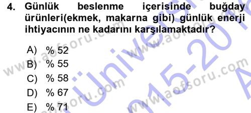 Yiyecek Üretim Temelleri Dersi 2015 - 2016 Yılı (Vize) Ara Sınavı 4. Soru