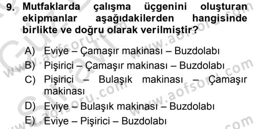 Yiyecek Üretim Temelleri Dersi 2016 - 2017 Yılı (Vize) Ara Sınavı 9. Soru