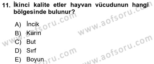 Yiyecek Üretim Temelleri Dersi 2016 - 2017 Yılı (Final) Dönem Sonu Sınavı 11. Soru