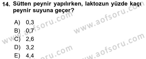 Yiyecek Üretim Temelleri Dersi 2016 - 2017 Yılı (Final) Dönem Sonu Sınavı 14. Soru