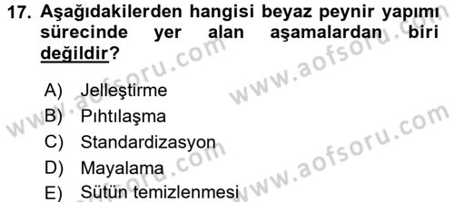 Yiyecek Üretim Temelleri Dersi 2017 - 2018 Yılı (Final) Dönem Sonu Sınavı 17. Soru