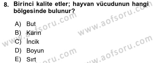 Yiyecek Üretim Temelleri Dersi 2017 - 2018 Yılı (Final) Dönem Sonu Sınavı 8. Soru