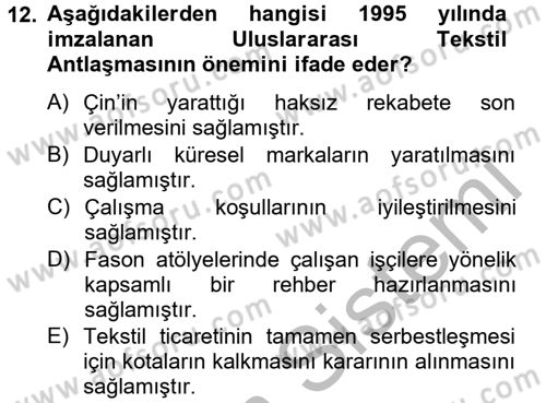 Moda Tasarım Dersi 2012 - 2013 Yılı (Vize) Ara Sınav Soruları 12. Soru
