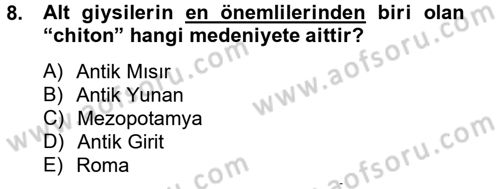 Moda Tasarım Dersi 2012 - 2013 Yılı (Vize) Ara Sınav Soruları 8. Soru
