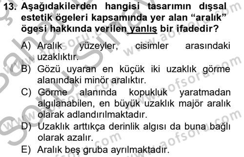 Moda Tasarım Dersi 2012 - 2013 Yılı (Final) Dönem Sonu Sınav Soruları 13. Soru