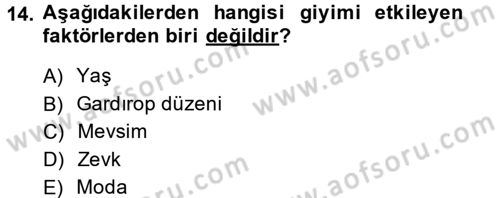 Moda Tasarım Dersi 2013 - 2014 Yılı (Vize) Ara Sınav Soruları 14. Soru