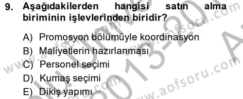 Moda Tasarım Dersi 2013 - 2014 Yılı (Vize) Ara Sınav Soruları 9. Soru