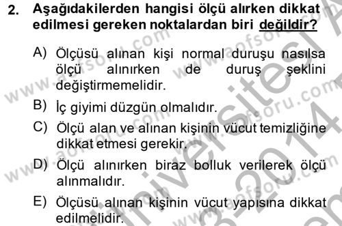 Moda Tasarım Dersi 2013 - 2014 Yılı (Final) Dönem Sonu Sınav Soruları 2. Soru