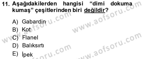 Moda Tasarım Dersi 2013 - 2014 Yılı Tek Ders Sınav Soruları 11. Soru