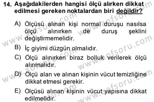 Moda Tasarım Dersi 2013 - 2014 Yılı Tek Ders Sınav Soruları 14. Soru