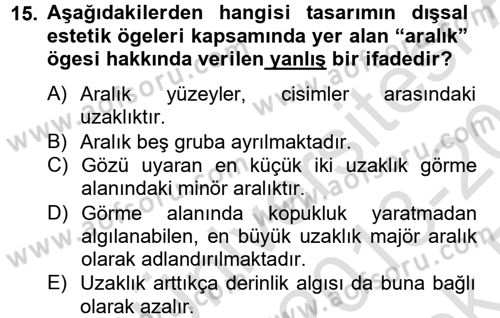 Moda Tasarım Dersi 2013 - 2014 Yılı Tek Ders Sınav Soruları 15. Soru