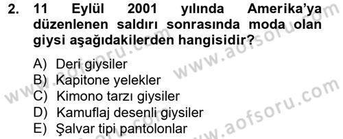 Moda Tasarım Dersi 2013 - 2014 Yılı Tek Ders Sınav Soruları 2. Soru