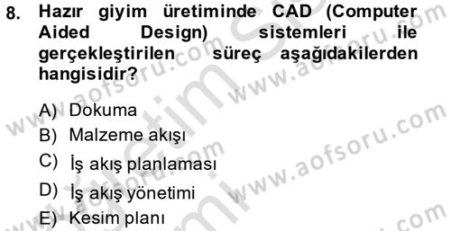 Moda Tasarım Dersi 2013 - 2014 Yılı Tek Ders Sınav Soruları 8. Soru