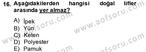 Moda Tasarım Dersi 2014 - 2015 Yılı (Vize) Ara Sınav Soruları 16. Soru