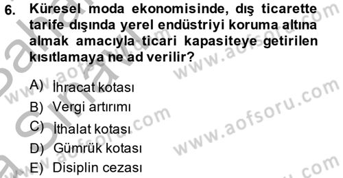 Moda Tasarım Dersi 2014 - 2015 Yılı (Vize) Ara Sınav Soruları 6. Soru