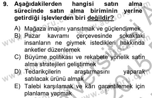 Moda Tasarım Dersi 2014 - 2015 Yılı (Vize) Ara Sınav Soruları 9. Soru