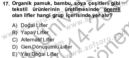 Moda Tasarım Dersi 2014 - 2015 Yılı (Final) Dönem Sonu Sınav Soruları 17. Soru
