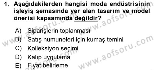 Moda Tasarım Dersi 2015 - 2016 Yılı (Vize) Ara Sınav Soruları 1. Soru