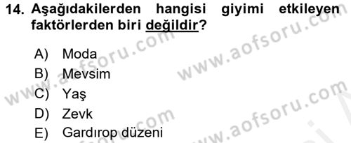 Moda Tasarım Dersi 2015 - 2016 Yılı (Vize) Ara Sınav Soruları 14. Soru