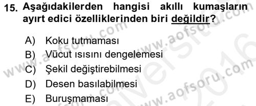 Moda Tasarım Dersi 2015 - 2016 Yılı (Vize) Ara Sınav Soruları 15. Soru