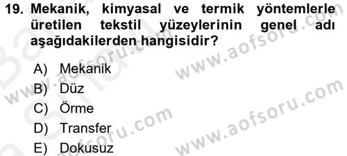 Moda Tasarım Dersi 2015 - 2016 Yılı (Vize) Ara Sınav Soruları 19. Soru