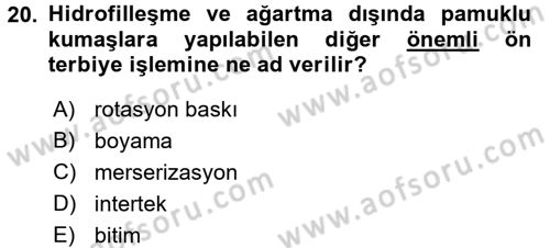 Moda Tasarım Dersi 2015 - 2016 Yılı (Vize) Ara Sınav Soruları 20. Soru