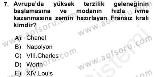 Moda Tasarım Dersi 2015 - 2016 Yılı (Vize) Ara Sınav Soruları 7. Soru