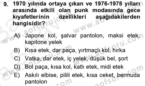 Moda Tasarım Dersi 2015 - 2016 Yılı (Vize) Ara Sınav Soruları 9. Soru
