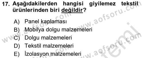 Moda Tasarım Dersi 2015 - 2016 Yılı (Final) Dönem Sonu Sınav Soruları 17. Soru