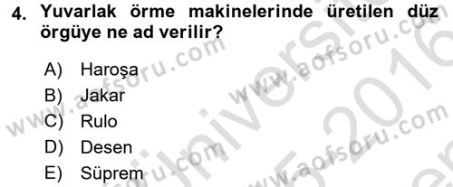 Moda Tasarım Dersi 2015 - 2016 Yılı (Final) Dönem Sonu Sınav Soruları 4. Soru