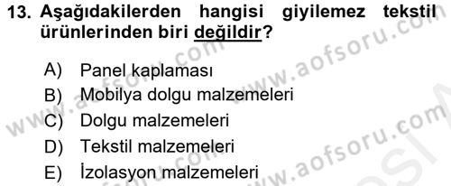 Moda Tasarım Dersi 2015 - 2016 Yılı Tek Ders Sınav Soruları 13. Soru