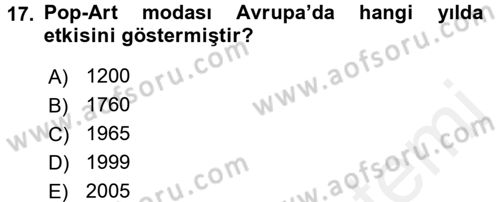 Moda Tasarım Dersi 2015 - 2016 Yılı Tek Ders Sınav Soruları 17. Soru