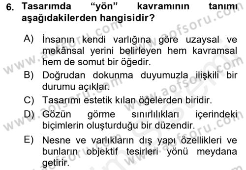 Moda Tasarım Dersi 2015 - 2016 Yılı Tek Ders Sınav Soruları 6. Soru