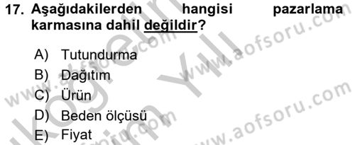 Moda Tasarım Dersi 2016 - 2017 Yılı 3 Ders Sınav Soruları 17. Soru