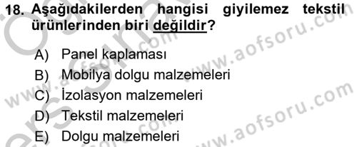 Moda Tasarım Dersi 2016 - 2017 Yılı 3 Ders Sınav Soruları 18. Soru