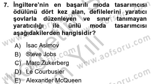 Moda Tasarım Dersi 2016 - 2017 Yılı 3 Ders Sınav Soruları 7. Soru