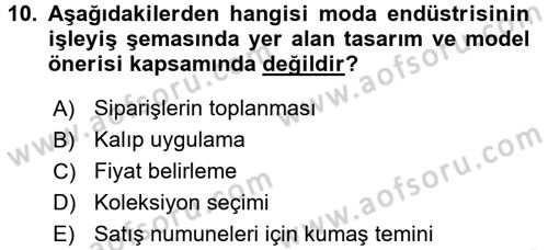 Moda Tasarım Dersi 2016 - 2017 Yılı (Vize) Ara Sınav Soruları 10. Soru