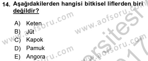 Moda Tasarım Dersi 2016 - 2017 Yılı (Vize) Ara Sınav Soruları 14. Soru