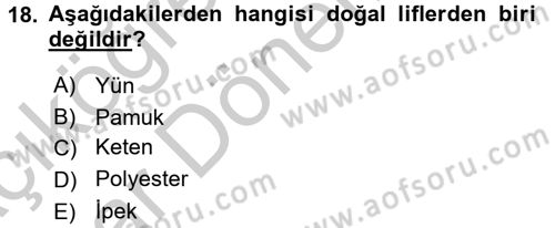 Moda Tasarım Dersi 2016 - 2017 Yılı (Vize) Ara Sınav Soruları 18. Soru