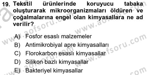 Moda Tasarım Dersi 2016 - 2017 Yılı (Vize) Ara Sınav Soruları 19. Soru