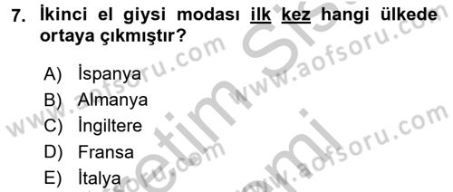 Moda Tasarım Dersi 2016 - 2017 Yılı (Vize) Ara Sınav Soruları 7. Soru